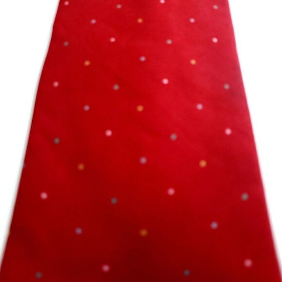 Alexander Julian Colours Red Print Short Polka Dot Silk Tie - Picture 2 of 5